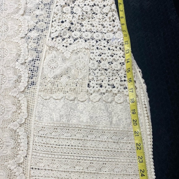 Cupio Ivory Lace Open Cardigan Side Slits Pockets Women’s LG COTTAGECORE BOHO - Picture 14 of 16